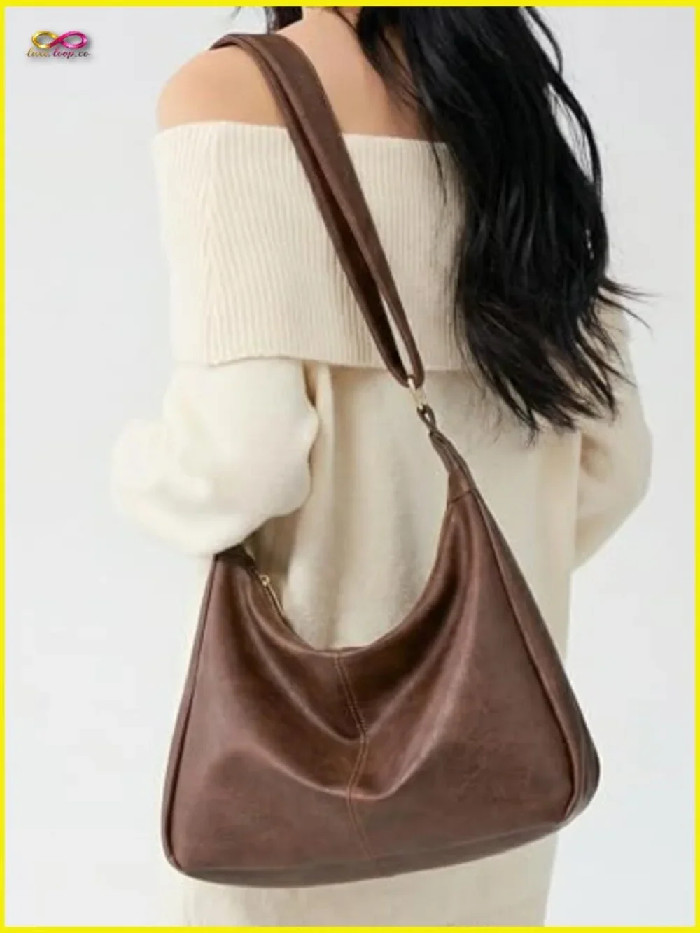 Slouchy Hobo Bag Soft Vegan Leather Adjustable Strap Crossbody Tote Multi
